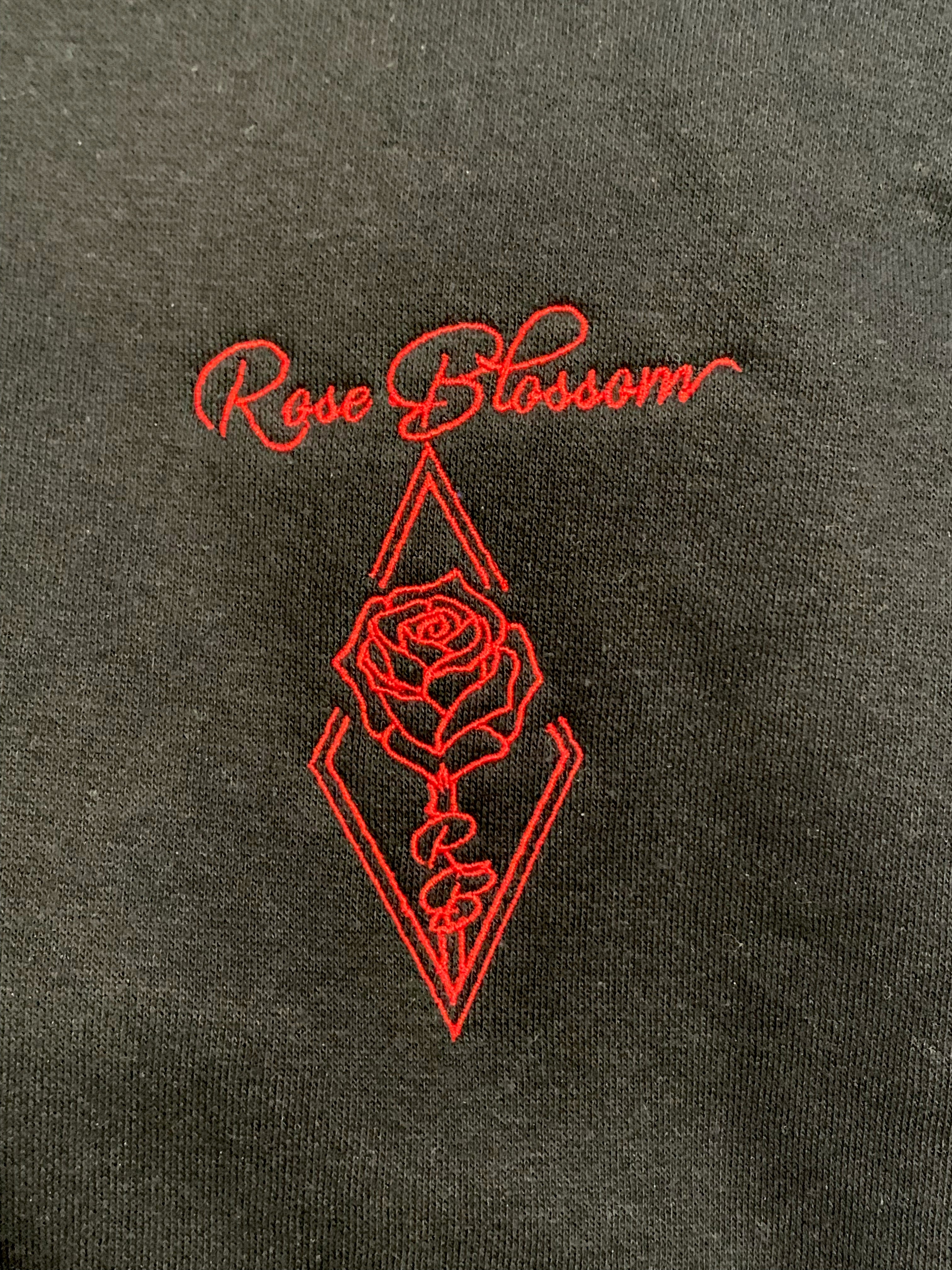 Red Rose Blossom Embroidered Logo | Unisex Hoodie [Black]