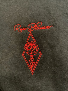 Red Rose Blossom Embroidered Logo | Unisex Hoodie [Black]