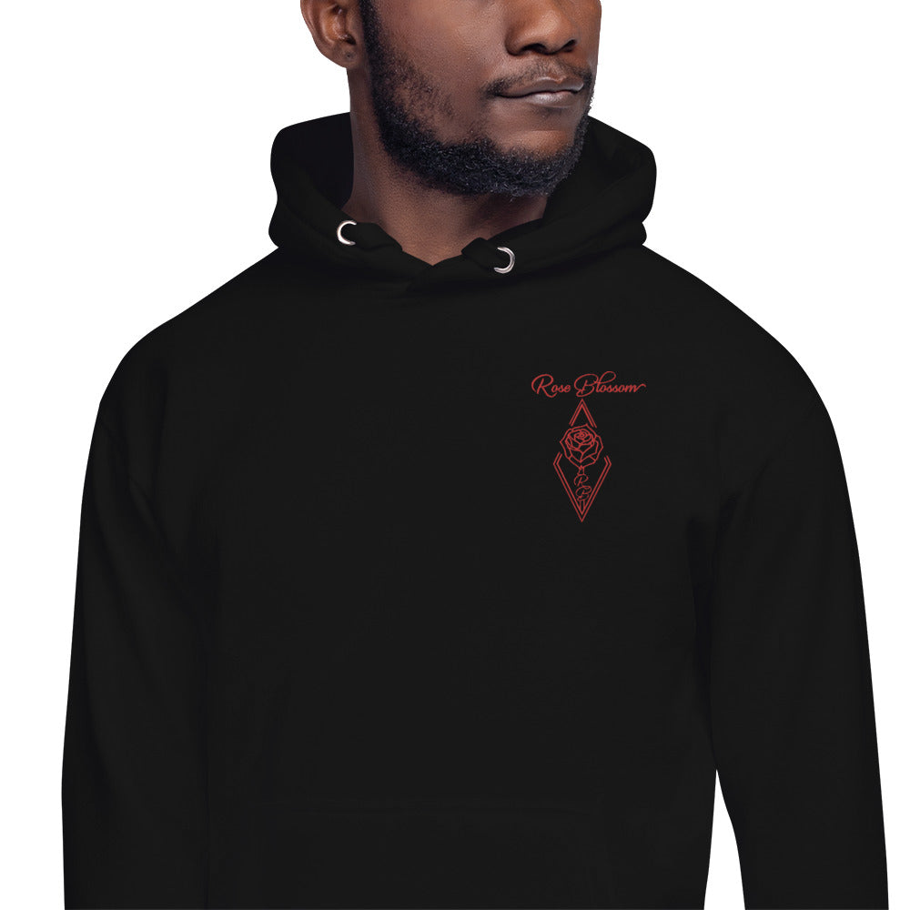 Black hoodie clearance with embroidered rose