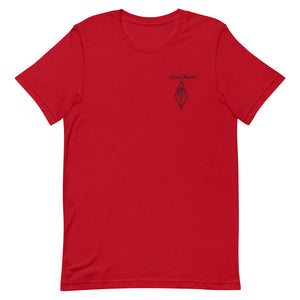 Black Embroidered Rose Blossom Logo | Short-Sleeve Unisex T-Shirt